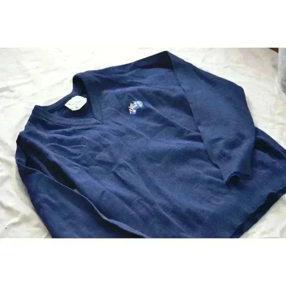 Tamar Pure Wool Australia Women's Medium V Neck Sweater Navy Blue vintage 70s - Picture 6 of 7